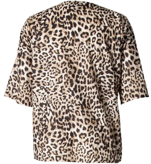 Bluse med kort ærme og leopard print fra NÜ Denmark